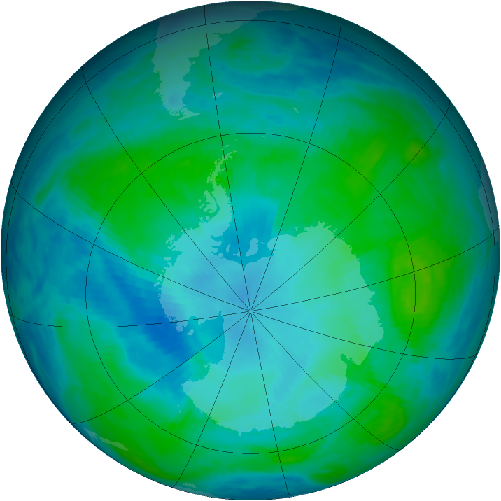 Antarctic ozone map for 01 February 1991